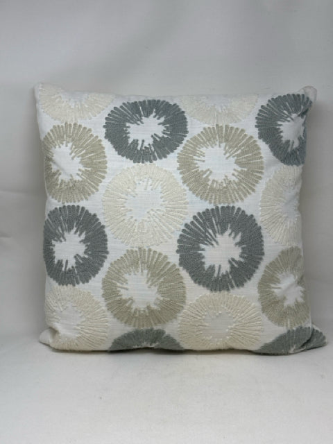 Decorative White/Beige/Grey Embroidered Pillow [MHF]