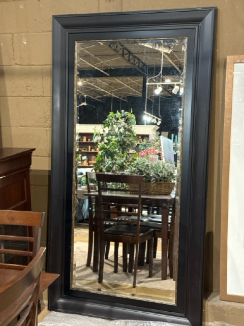 Black Faux Wood Framed Floor Length Mirror