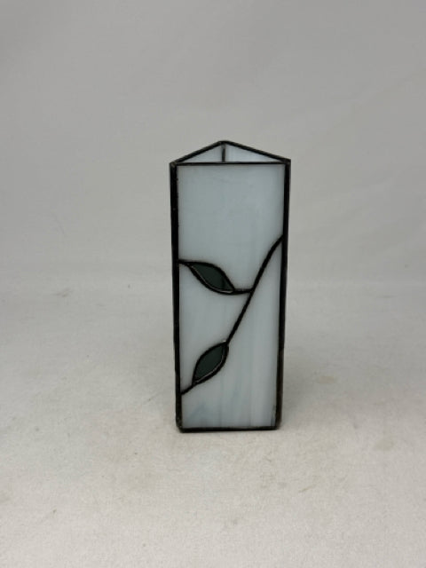 Triangular White Stained Glass Vase