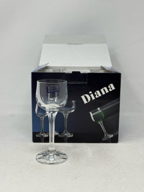 Set of 6 Bohemia Crystal Stemmed Appertif Glasses (Diana)