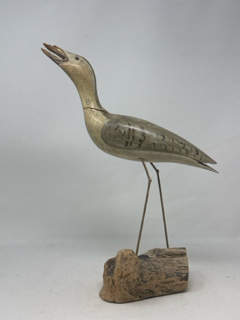 Wooden Bird on Driftwood Stand