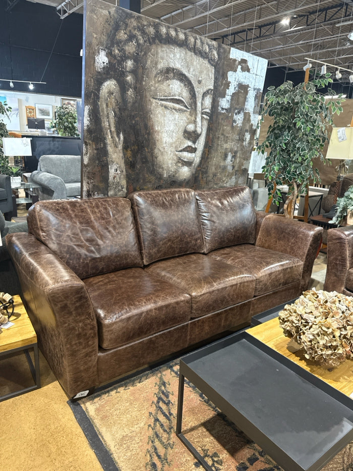 Genuine Leather Sofa With Detached Cushions
