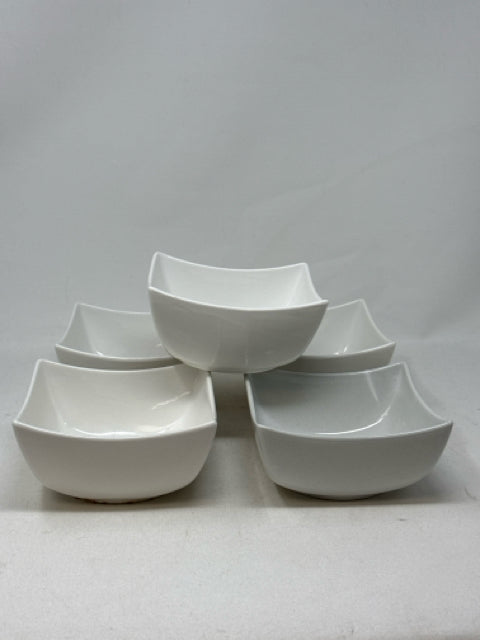 Set of 5 - 5.5" Square White Ceramic Bowls