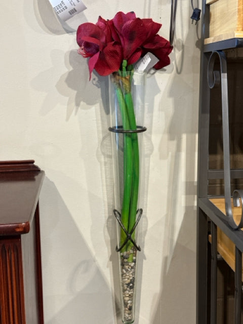 Decorative Glass with Metal Wall Holder Vase