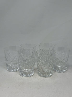 Set of 6 Crystal Cross & Olive Lowball Glasses