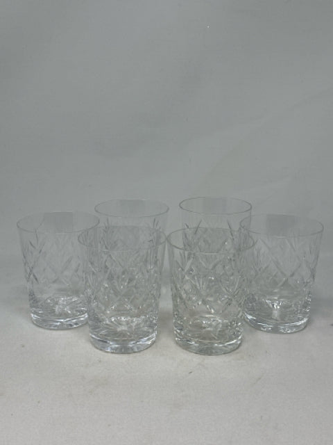 Set of 6 Crystal Cross & Olive Lowball Glasses