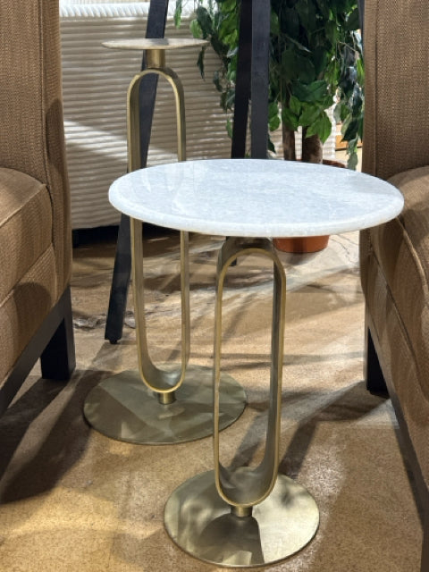 Renwil Irene Antique Brass Marble Top Accent Table [MHF]