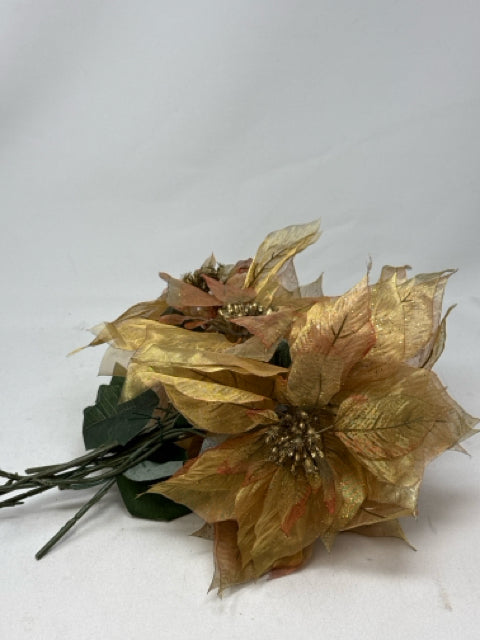 Artificial Gold Poinsettas