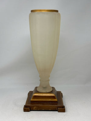 Broyhill Frosted Trophy Vase on Wooden Stand