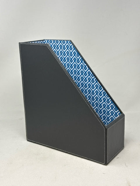 Grey Faux Leather Blue Interior Magazine Rack