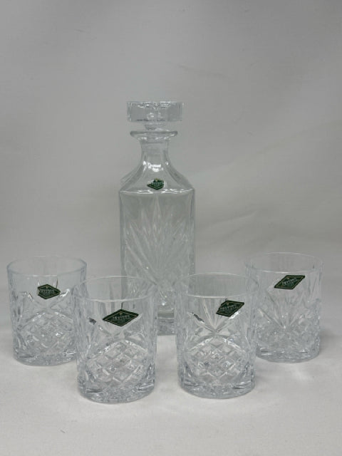 Shannon Crystal Decanter & 4 Crystal Short Glasses [MHF]