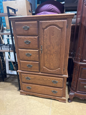 Solid Oak 6 Drawer 1 Door Chest
