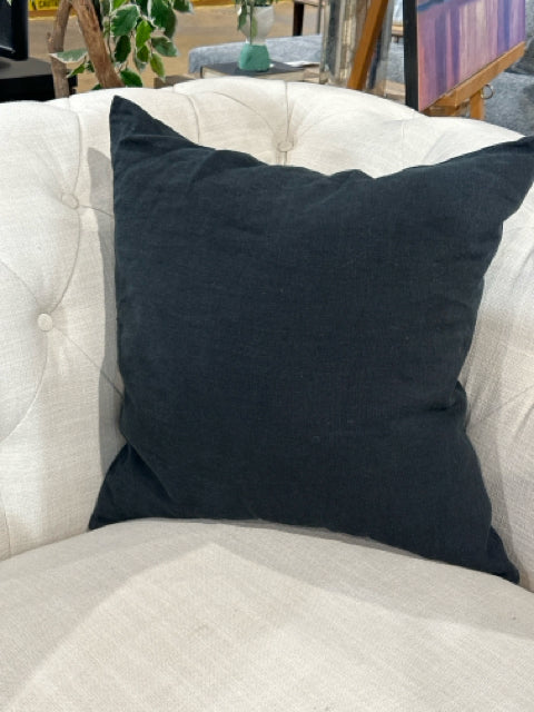 CB2 Black Linen Pillow [MHF]