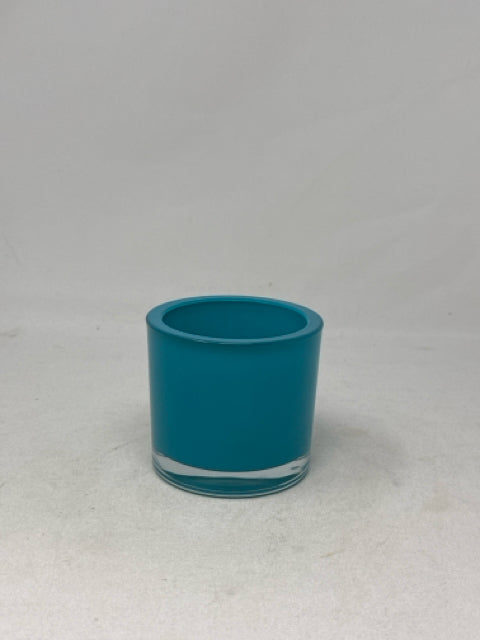 Round Turquoise Glass Candle Holder