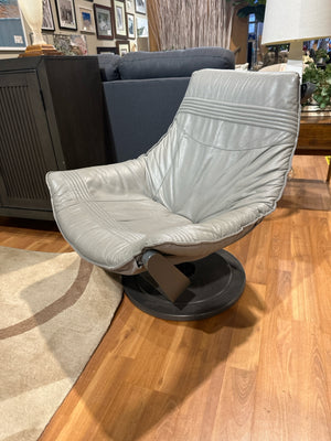 Grey Leather Swivel Accent Chair