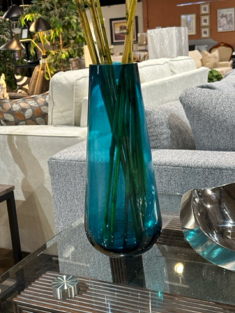 Tall Decorative Blue Glass Vase