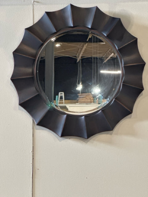 Faux Bronze Round Scalloped Edge Mirror