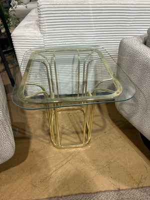 Glass & Gold Metal Accent Table