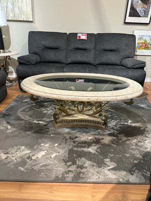 Faux Marble Oval Coffee & End Table (Damaged)