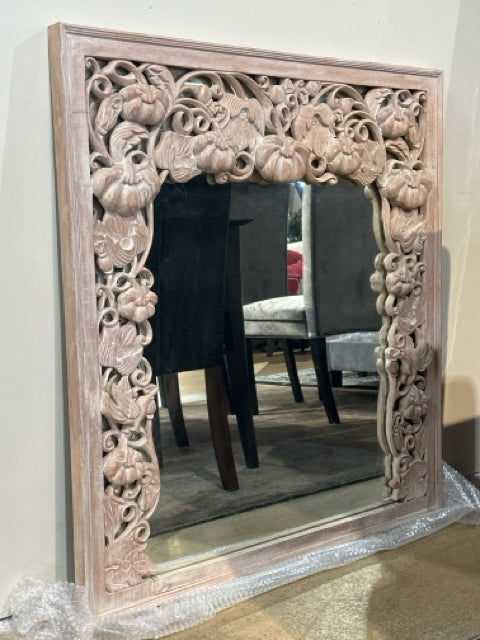 Weathered Floral Carved Mirror