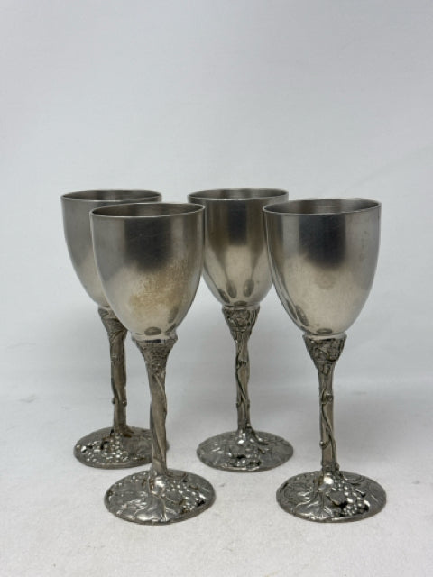 Set of 4 Chaudron Val David Canadian Pewter 8" Wine Glasses