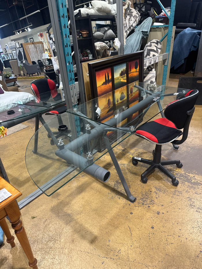 2 Piece Glass Desk