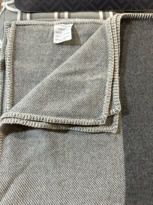 King Size 100% Australian Wool Grey & White Bed Blanket [MHF]