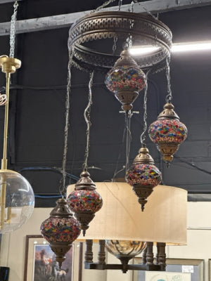 Moroccan Mosaic Glass Hanging Chandelier