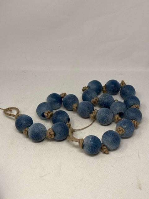 Handmade Blue Frosted Glass Bead Garland