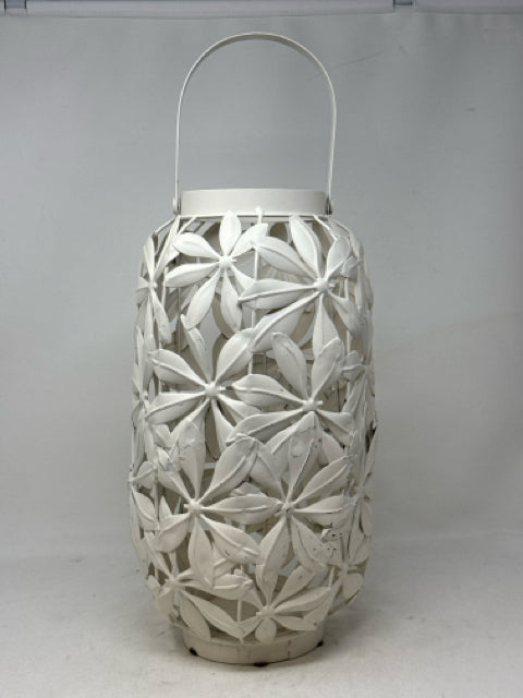 Decorative Cream Metal Floral Lantern
