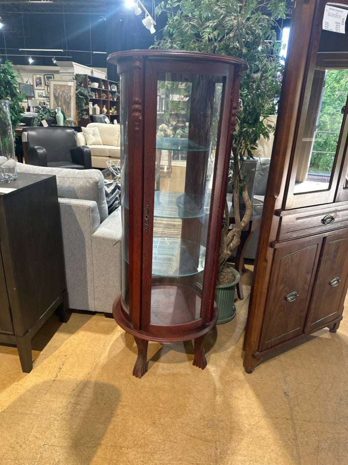 Round Wood & Glass Display Cabinet