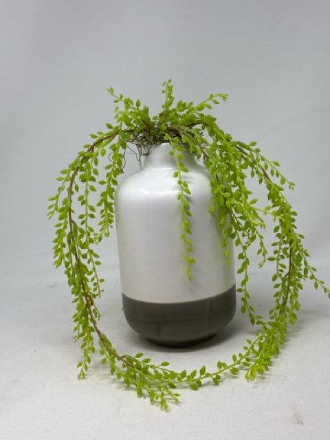 Artificial Plant in White/Grey Ceramic Bottle Vase [MHF]