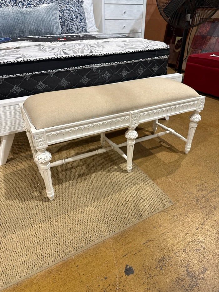 Fabric & Wood Bench