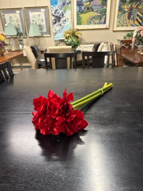 3 Red Floral Stems