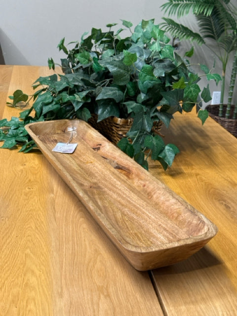 Long Rectangular Decorative Rustic Wooden Dough Bowl