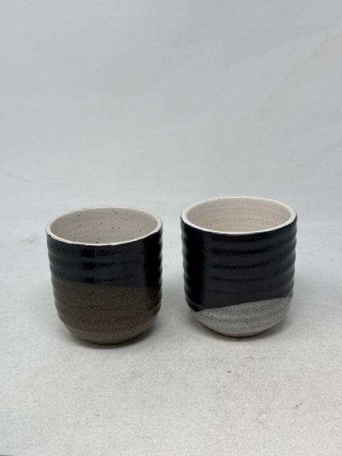 Pair of Black/Grey Japanese Tea Mugs