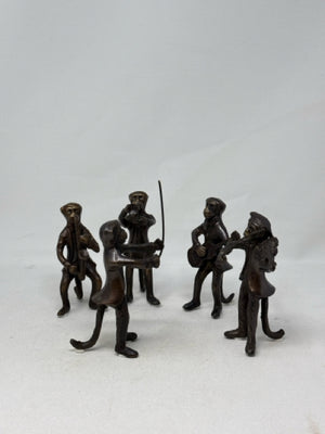 Vintage Cast Brass Monkey Orchestra Figurines