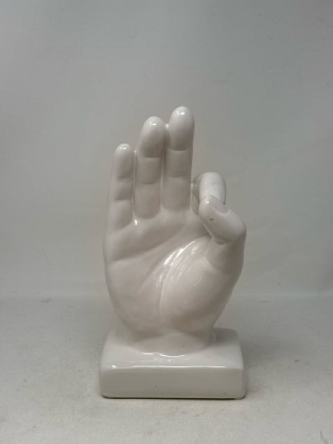 White Ceramic Okay Hand Statue [MHF]