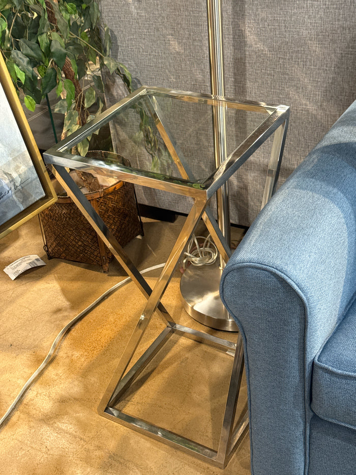 Chrome & Glass Accent Table
