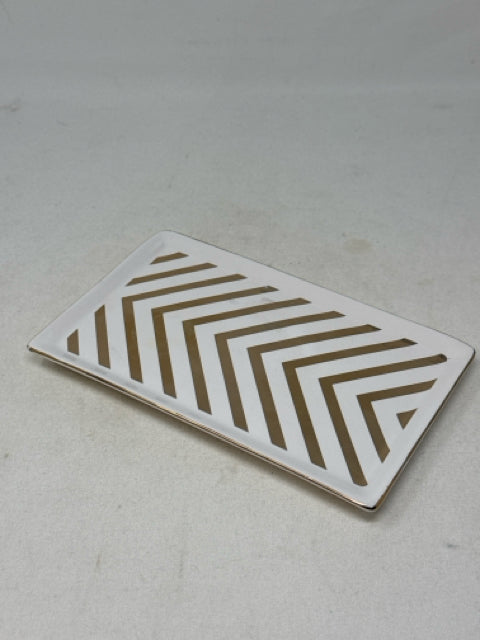 Urban Barn White/Gold Chevron Jewellery Dish [MHF]