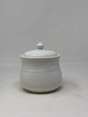 White Ceramic Sugar Bowl with Lid