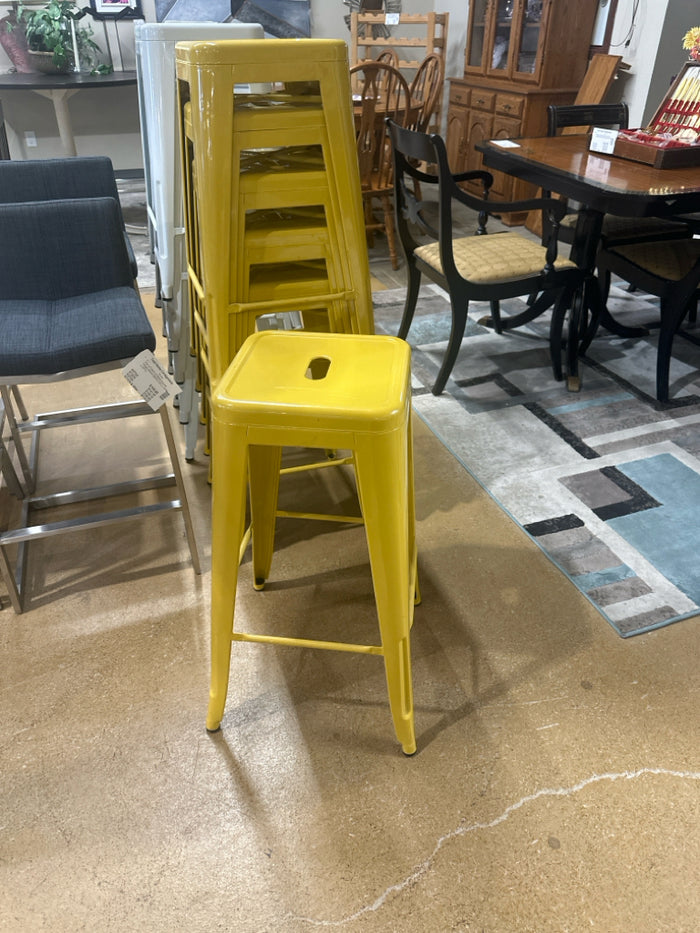 Pair Yellow of Bar Height Stools