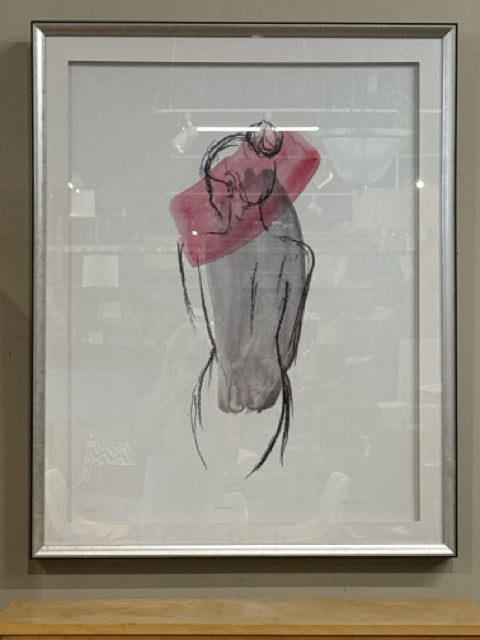 Framed S/N Charcoal of Human Form by Elise Green