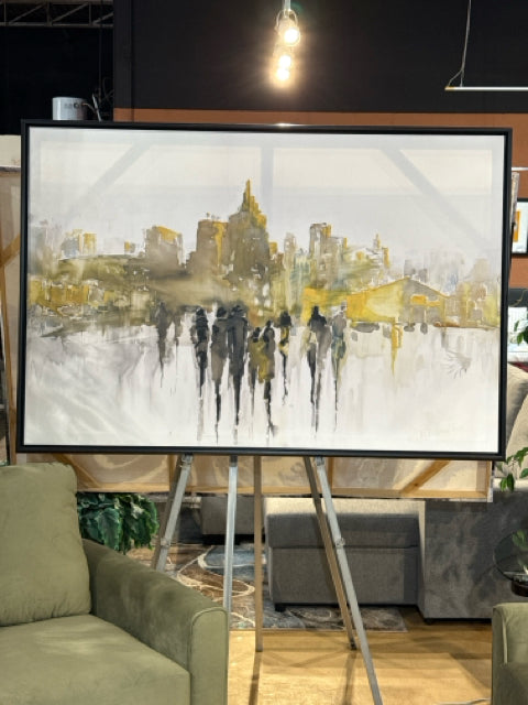Black Framed Canvas Walk Toward City Abstract Wall Art