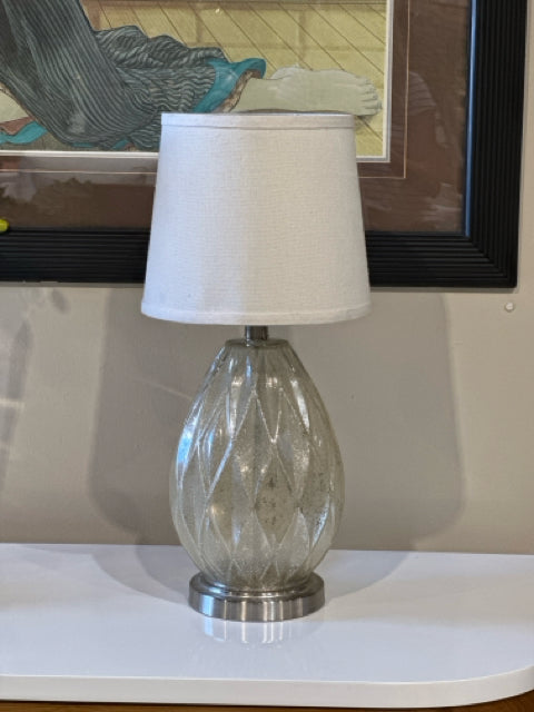 Speckled Soft Gold Glass Base Cream Shade Table Lamp