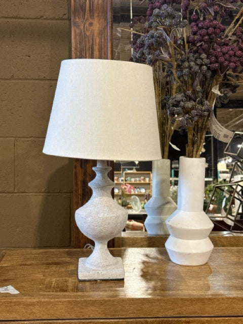 White Cement Base White Shade Accent Lamp [MHF]