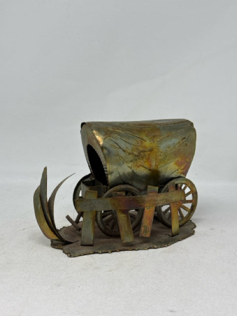 Copper/Brass Metal Stagecoach Sculpture
