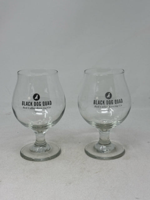 Pair of 6" Black Dog Quad Brewing Co. Beer Glasses