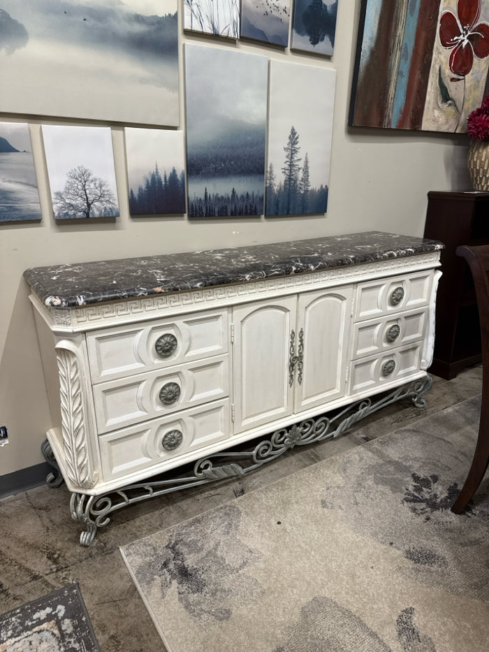 6 Drawer 2 Door Marble Top Server