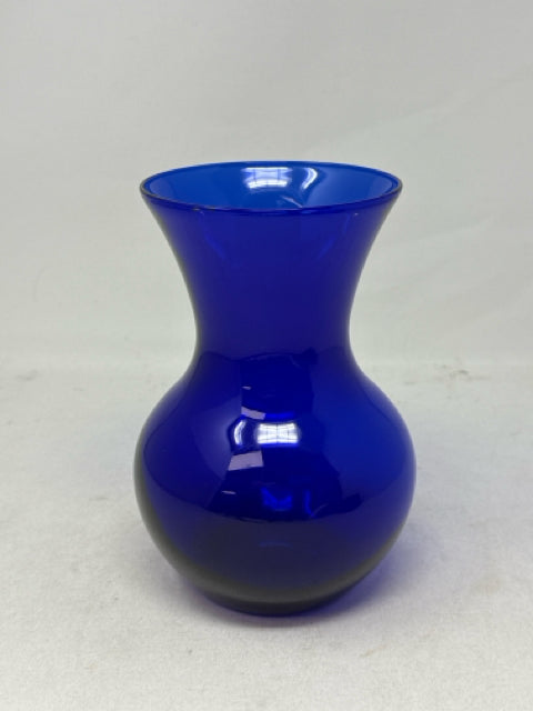Cobalt Blue Glass Fluted Vase